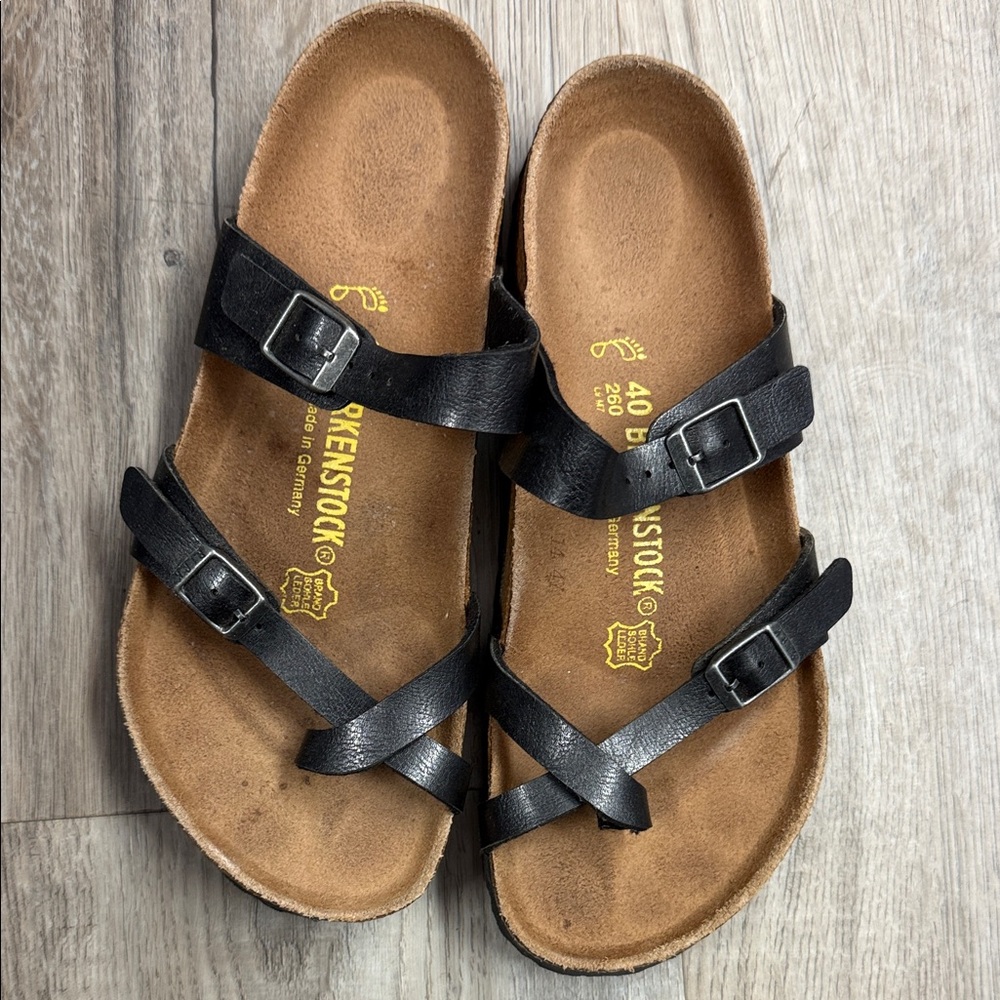 Birkenstock Black Leather Triple-Strap Sandals